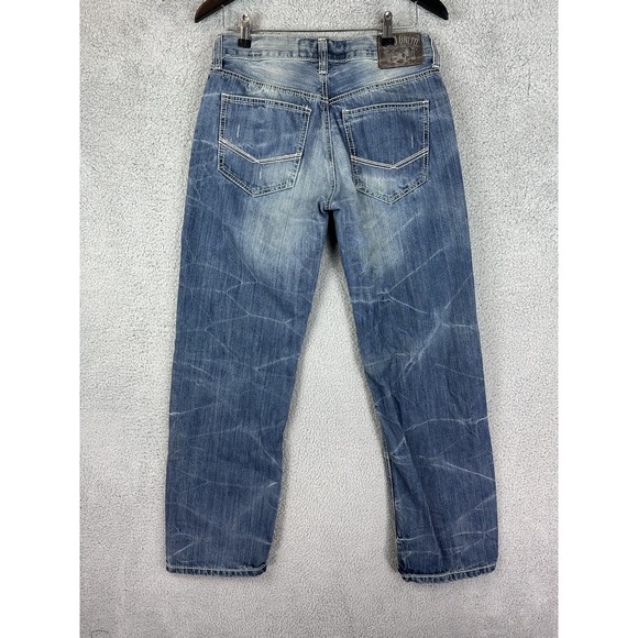 Ecko Unltd Jeans Mens 30x32 Blue Relaxed Fit Distressed Denim Straight Leg Pants - Picture 6 of 9